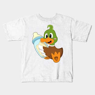 Duck with Bottle of Milk Kids T-Shirt